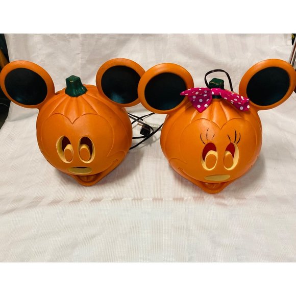 Disney Mickey Mouse Halloween Blow Mold, Light Up Pumpkin, Sold as a Set - Picture 2 of 14